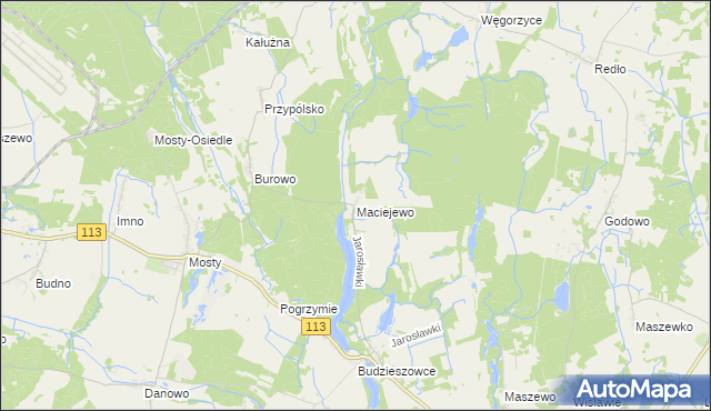 mapa Maciejewo gmina Maszewo, Maciejewo gmina Maszewo na mapie Targeo