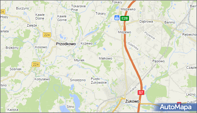 mapa Małkowo, Małkowo na mapie Targeo