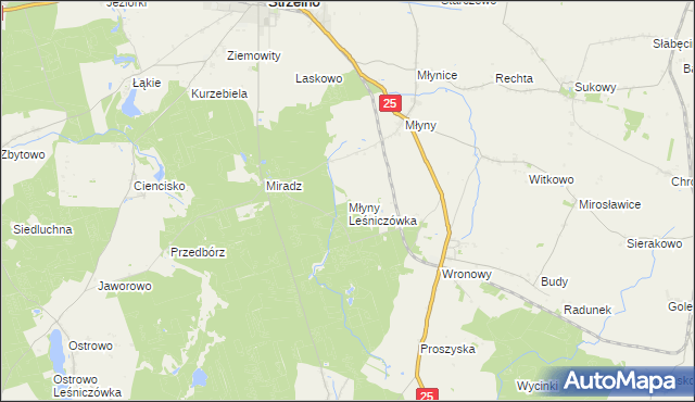 mapa Młyny Leśniczówka, Młyny Leśniczówka na mapie Targeo