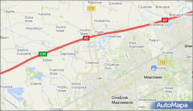 mapa Natolin gmina Grodzisk Mazowiecki, Natolin gmina Grodzisk Mazowiecki na mapie Targeo