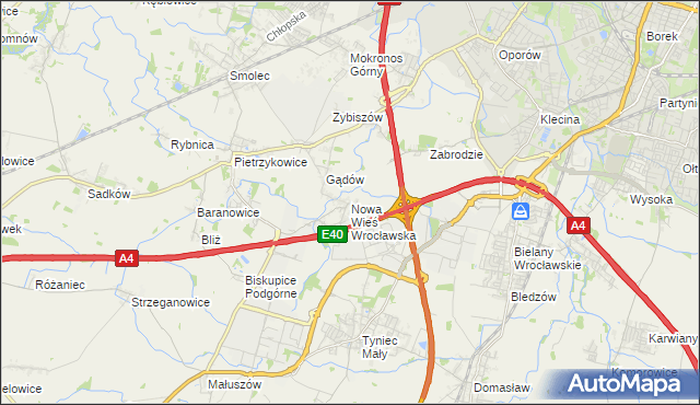 mapa Nowa Wieś Wrocławska, Nowa Wieś Wrocławska na mapie Targeo