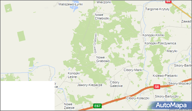 mapa Nowe Grabowo, Nowe Grabowo na mapie Targeo