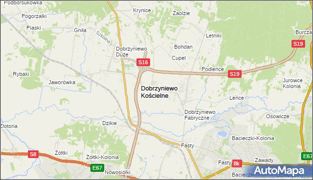mapa Ogrodniki gmina Dobrzyniewo Duże, Ogrodniki gmina Dobrzyniewo Duże na mapie Targeo
