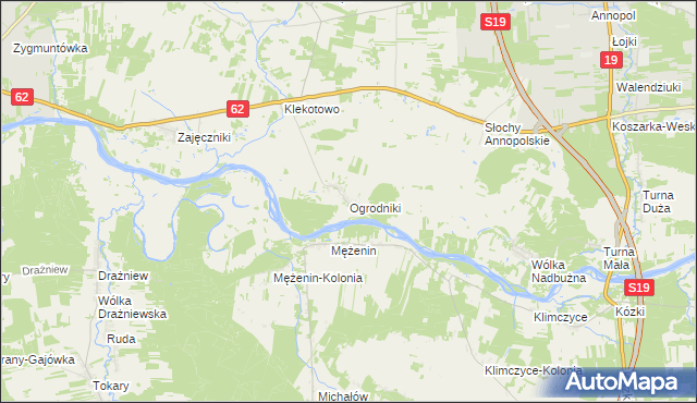 mapa Ogrodniki gmina Siemiatycze, Ogrodniki gmina Siemiatycze na mapie Targeo