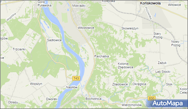 mapa Parchatka, Parchatka na mapie Targeo