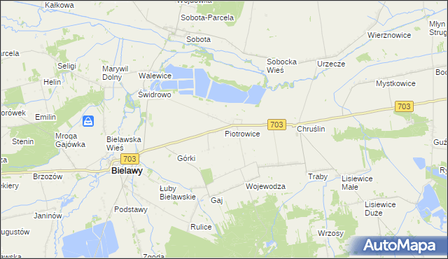 mapa Piotrowice gmina Bielawy, Piotrowice gmina Bielawy na mapie Targeo