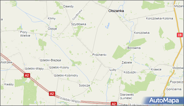 mapa Próchenki, Próchenki na mapie Targeo
