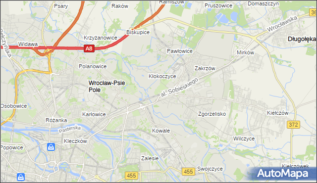 mapa Psie Pole gmina Wrocław, Psie Pole gmina Wrocław na mapie Targeo
