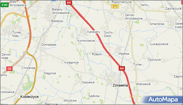 mapa Rzeplin gmina Żórawina, Rzeplin gmina Żórawina na mapie Targeo