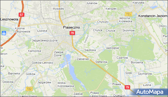 mapa Siedliska gmina Piaseczno, Siedliska gmina Piaseczno na mapie Targeo