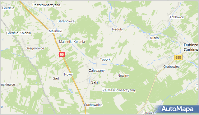 mapa Toporki, Toporki na mapie Targeo