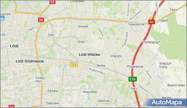 mapa Widzew, Widzew na mapie Targeo