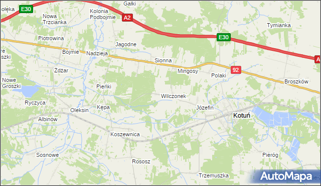 mapa Wilczonek, Wilczonek na mapie Targeo