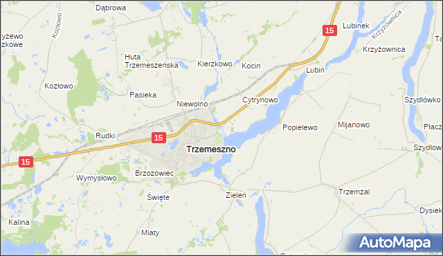 mapa Bystrzyca gmina Trzemeszno, Bystrzyca gmina Trzemeszno na mapie Targeo