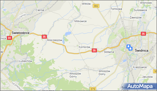 mapa Komorów gmina Świdnica, Komorów gmina Świdnica na mapie Targeo