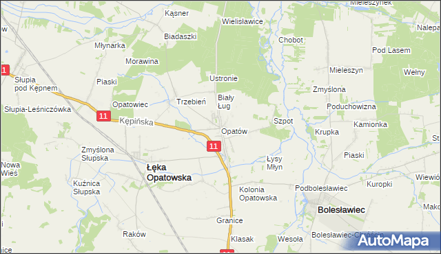 mapa Opatów gmina Łęka Opatowska, Opatów gmina Łęka Opatowska na mapie Targeo