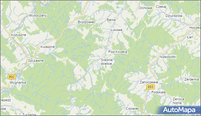 mapa Średnie Wielkie, Średnie Wielkie na mapie Targeo