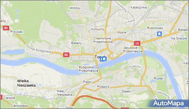 mapa Torunia, Toruń na mapie Targeo