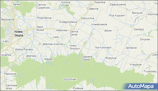 mapa Wronów gmina Waśniów, Wronów gmina Waśniów na mapie Targeo