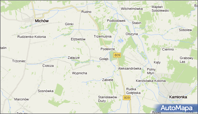 mapa Gołąb gmina Michów, Gołąb gmina Michów na mapie Targeo