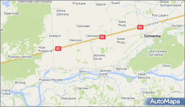 mapa Jackowo Górne, Jackowo Górne na mapie Targeo