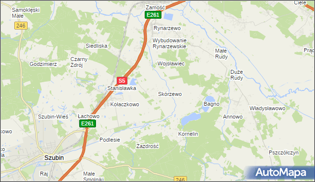 mapa Skórzewo gmina Szubin, Skórzewo gmina Szubin na mapie Targeo