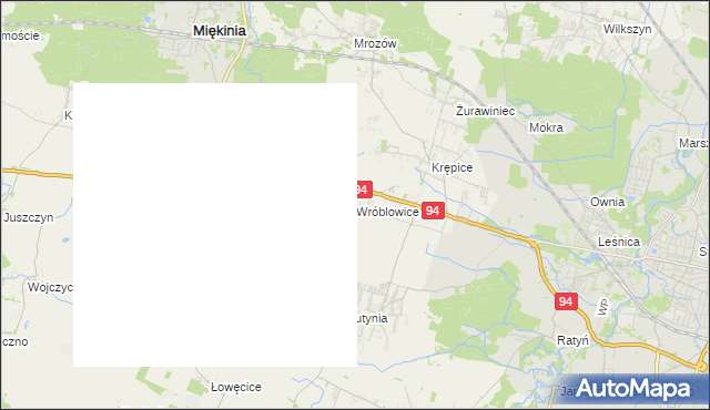mapa Wróblowice gmina Miękinia, Wróblowice gmina Miękinia na mapie Targeo