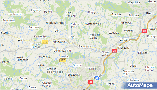 mapa Zagórzany gmina Gorlice, Zagórzany gmina Gorlice na mapie Targeo