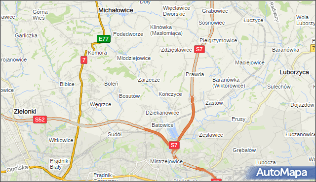 mapa Kończyce gmina Michałowice, Kończyce gmina Michałowice na mapie Targeo