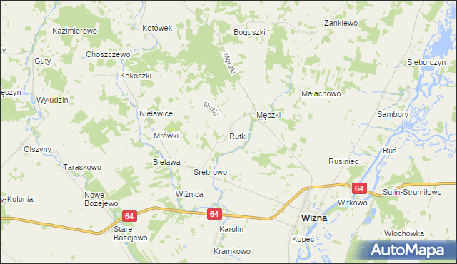 mapa Rutki gmina Wizna, Rutki gmina Wizna na mapie Targeo