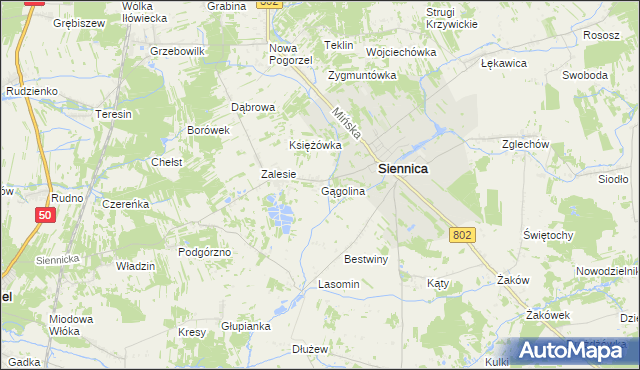 mapa Gągolina, Gągolina na mapie Targeo