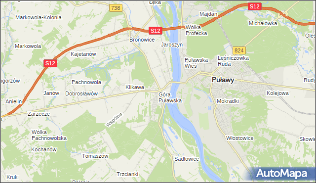 mapa Góra Puławska, Góra Puławska na mapie Targeo