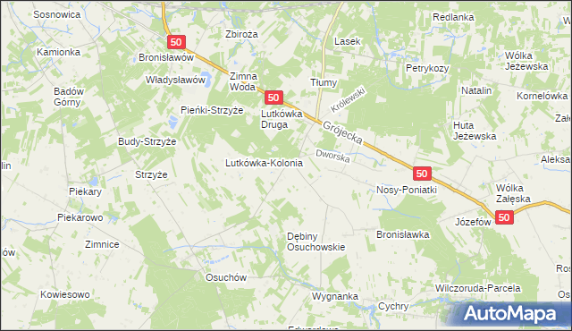 mapa Lutkówka gmina Mszczonów, Lutkówka gmina Mszczonów na mapie Targeo