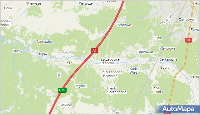 mapa Szczepocice Rządowe, Szczepocice Rządowe na mapie Targeo