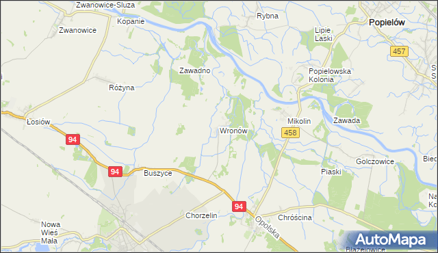 mapa Wronów gmina Lewin Brzeski, Wronów gmina Lewin Brzeski na mapie Targeo