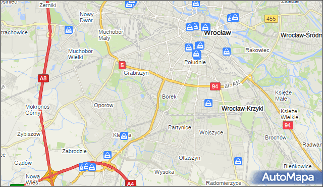 mapa Borek gmina Wrocław, Borek gmina Wrocław na mapie Targeo