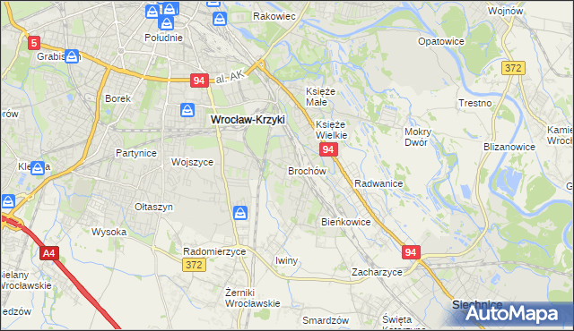 mapa Brochów gmina Wrocław, Brochów gmina Wrocław na mapie Targeo