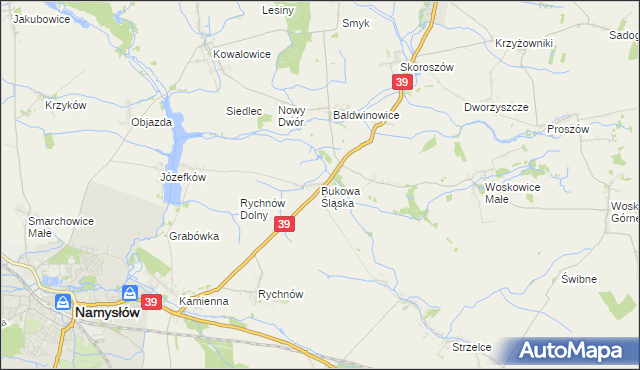 mapa Bukowa Śląska, Bukowa Śląska na mapie Targeo