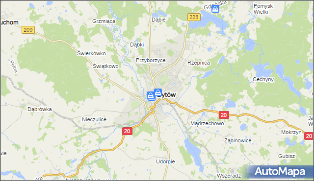 mapa Bytów, Bytów na mapie Targeo