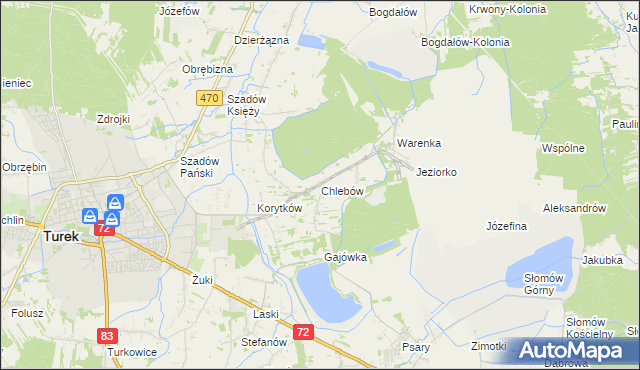 mapa Chlebów gmina Turek, Chlebów gmina Turek na mapie Targeo