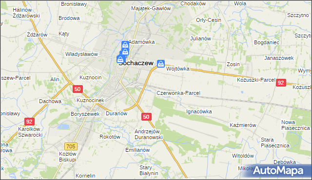 mapa Czerwonka-Parcel, Czerwonka-Parcel na mapie Targeo