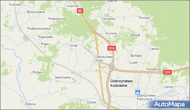mapa Dobrzyniewo Duże, Dobrzyniewo Duże na mapie Targeo