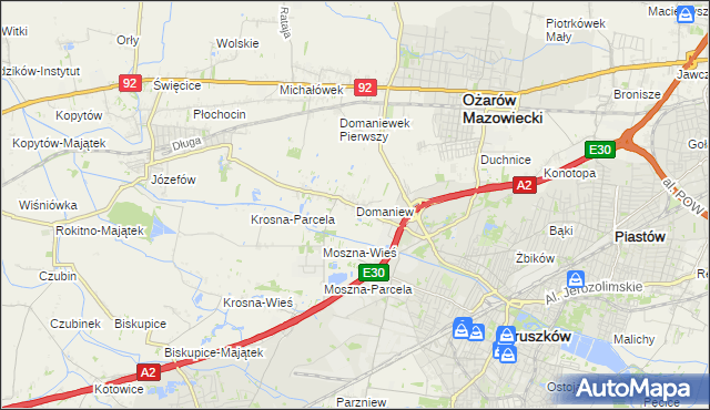 mapa Domaniew gmina Brwinów, Domaniew gmina Brwinów na mapie Targeo