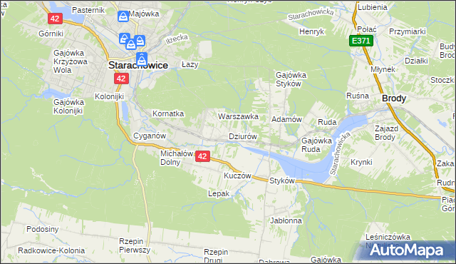mapa Dziurów gmina Brody, Dziurów gmina Brody na mapie Targeo