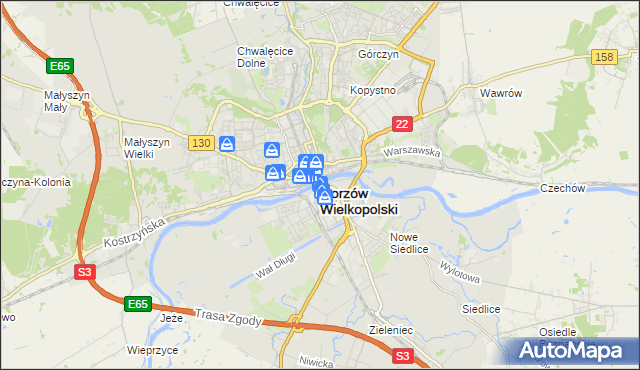 mapa Gorzów Wielkopolski, Gorzów Wielkopolski na mapie Targeo