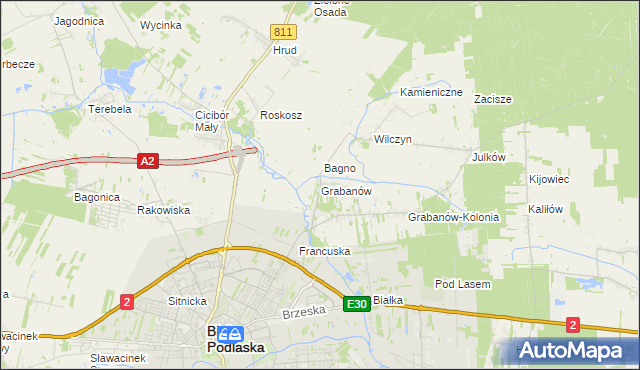 mapa Grabanów, Grabanów na mapie Targeo
