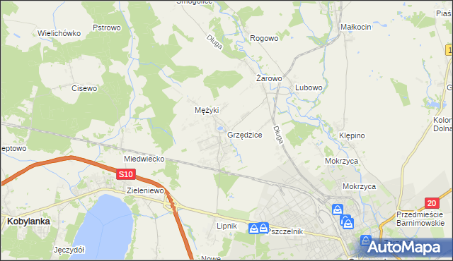 mapa Grzędzice, Grzędzice na mapie Targeo
