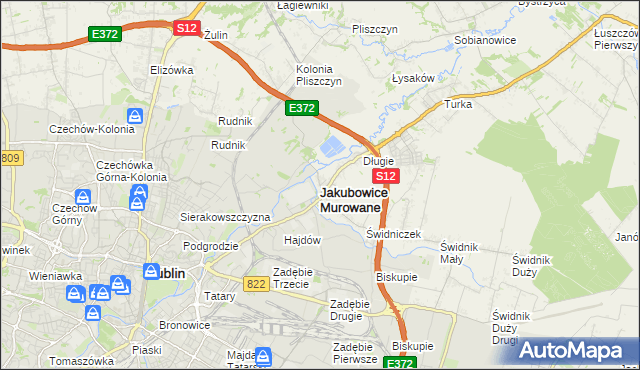 mapa Jakubowice Murowane, Jakubowice Murowane na mapie Targeo