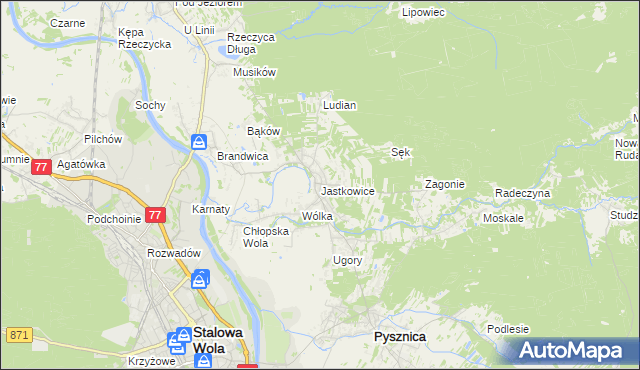 mapa Jastkowice, Jastkowice na mapie Targeo