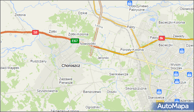 mapa Jeroniki, Jeroniki na mapie Targeo